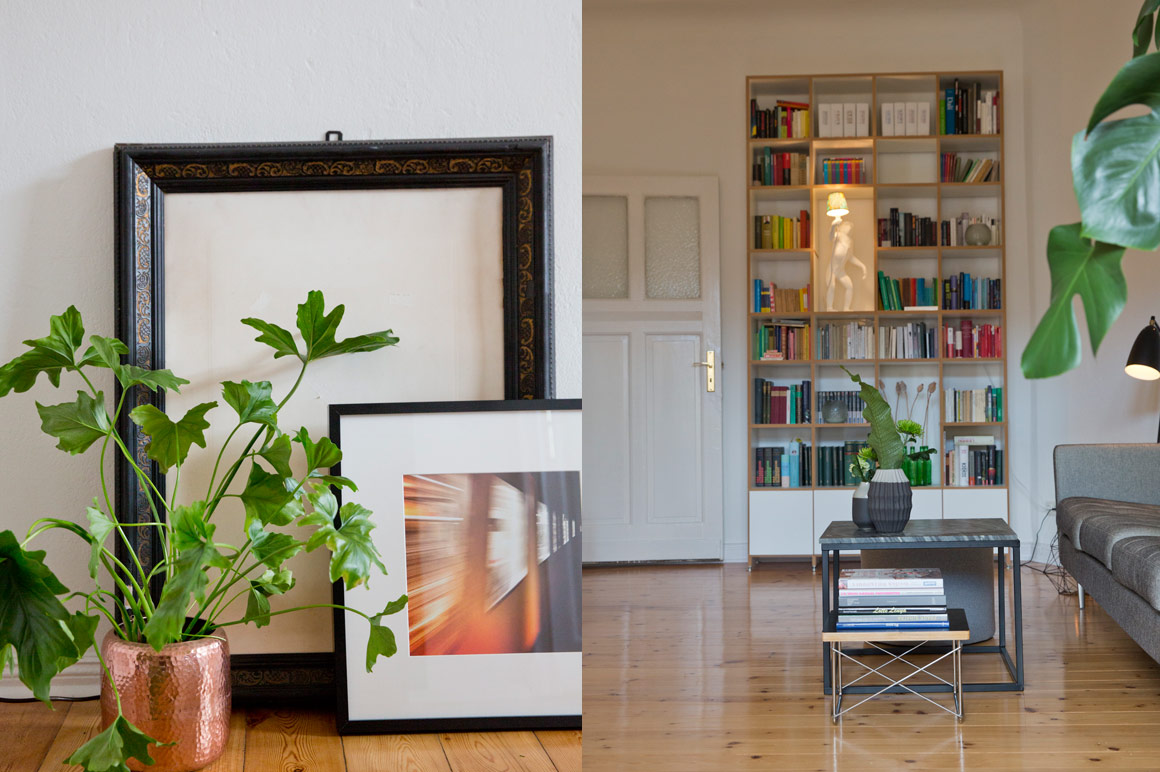 Inneneinrichtung: Dekoration mit Pflanzen und Bildern,